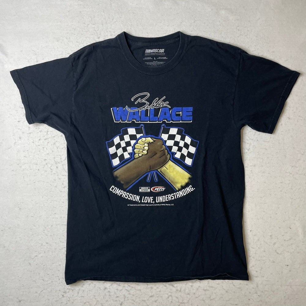 Bubba Wallace NASCAR Love Understanding T Shirt Mens Large Black Cotton
